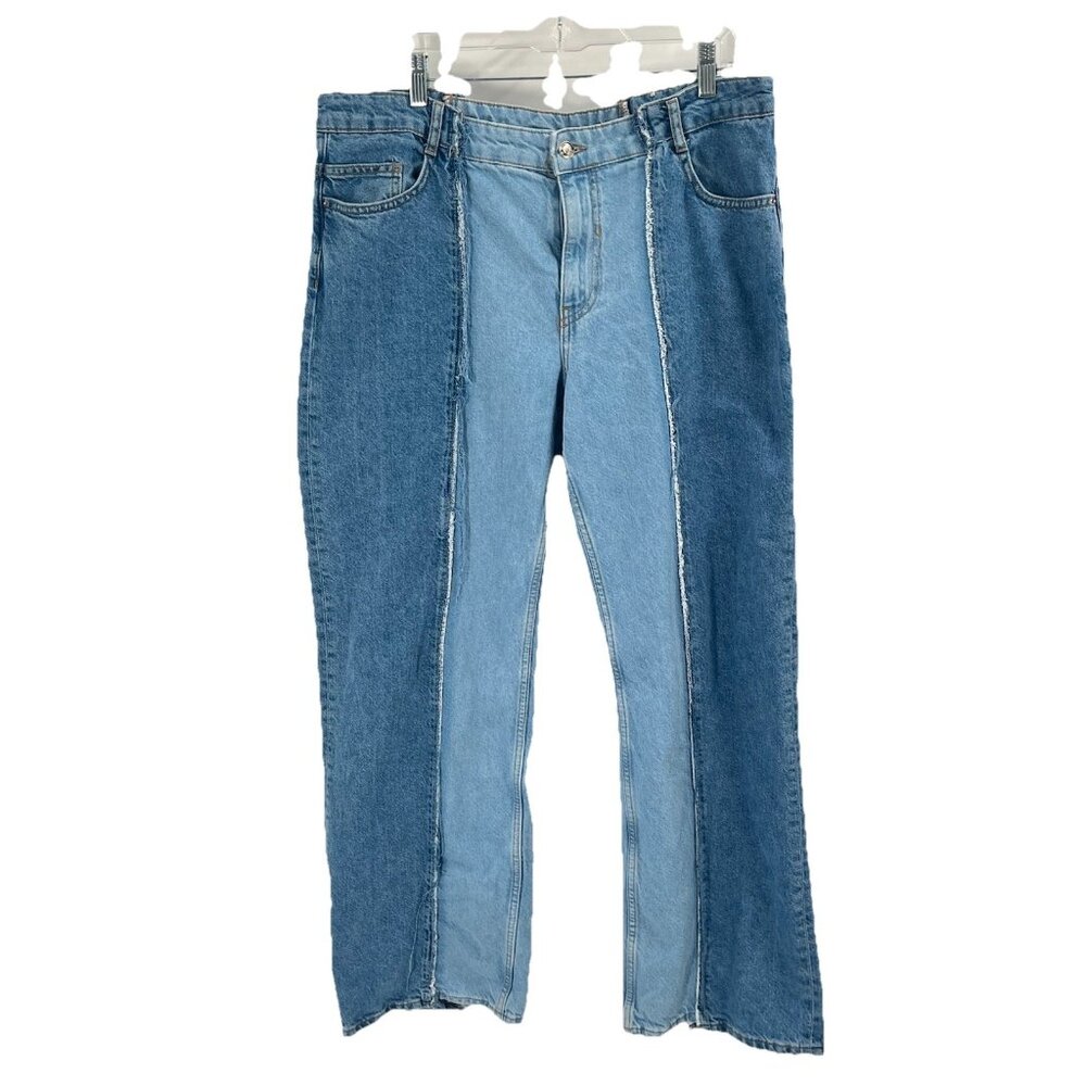 Zara High Rise Wide Leg Patchwork Distressed Jean… - image 1